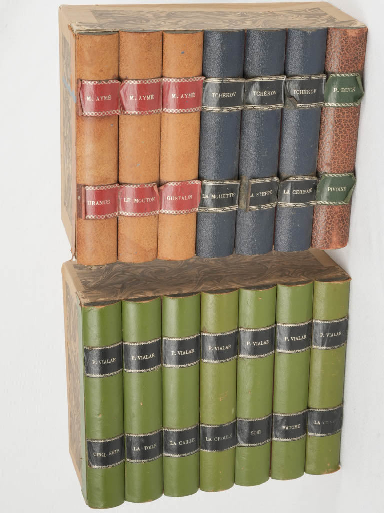 Rustic, aged French decor faux books