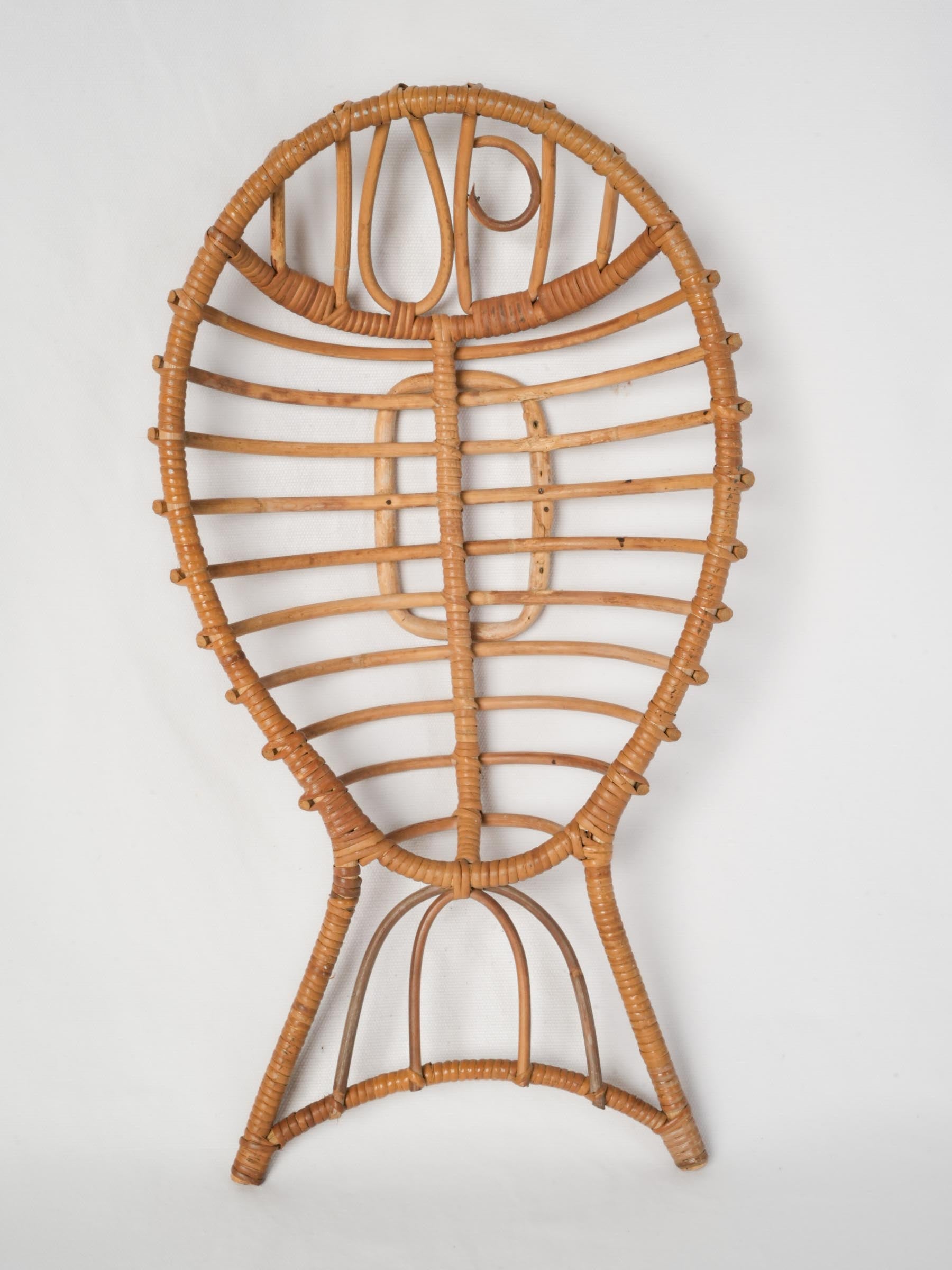 Playful French Mid-Century Fish-Shaped Rattan Basket, 1960s - 20½"