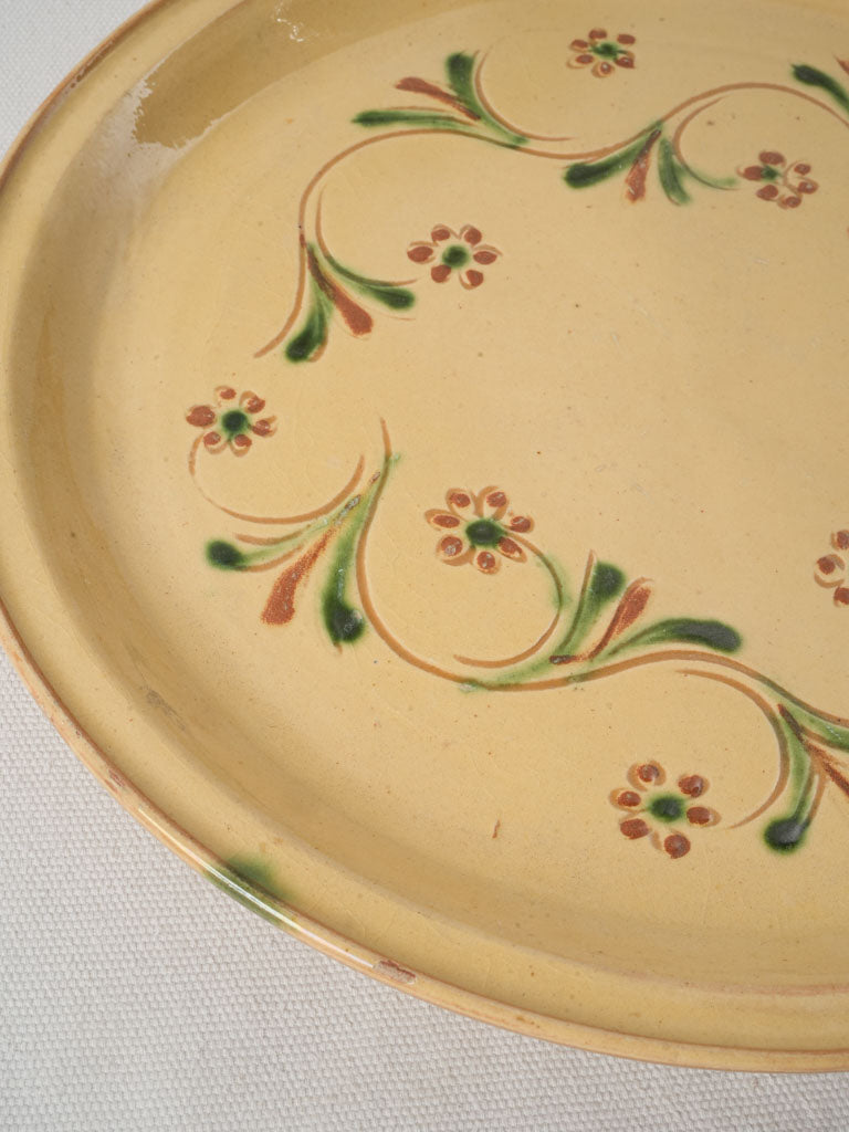 Early 20th Century Glazed Earthenware Platter w/ Floral Medallion From Cliousclat - 13½"