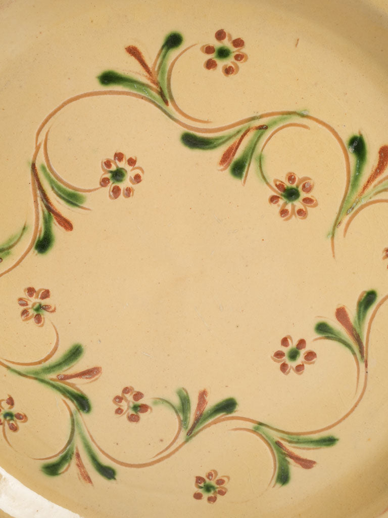 Early 20th Century Glazed Earthenware Platter w/ Floral Medallion From Cliousclat - 13½"