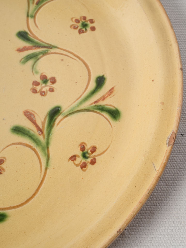 Early 20th Century Glazed Earthenware Platter w/ Floral Medallion From Cliousclat - 13½"