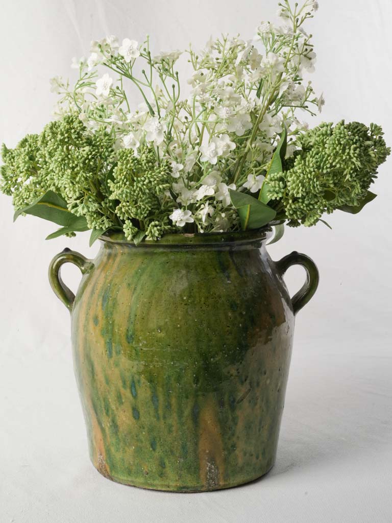Antique Large Green-Glazed Kitchen Storage Jar  - 9¾"