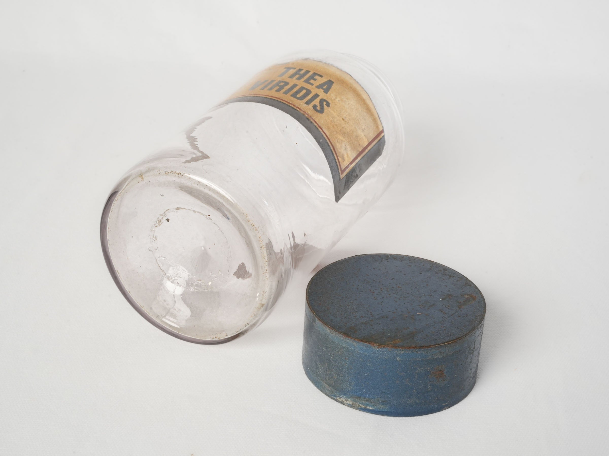 Antique French Apothecary Jar w/ Original Pharmaceutical Label - 9"