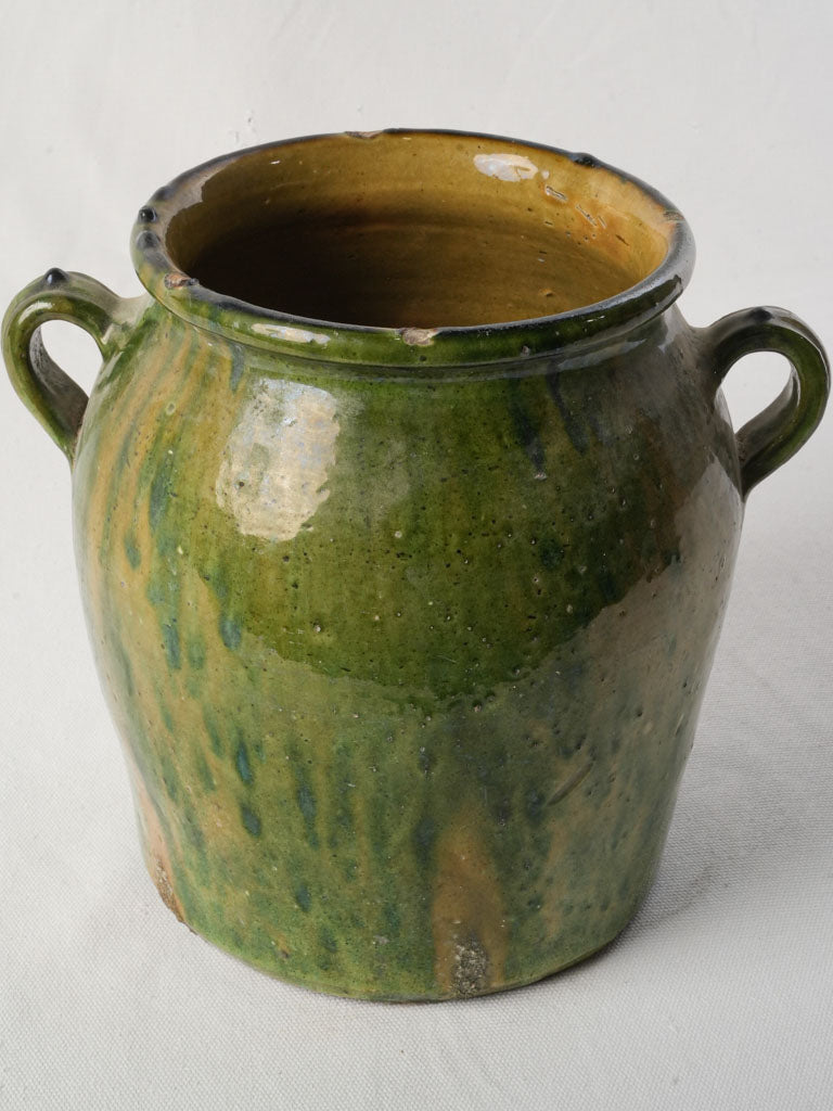 Large Southwest French Terracotta Jar w/ Moss Green Glaze - 9½"