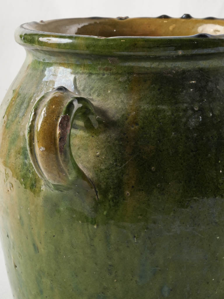 Antique Large Green-Glazed Kitchen Storage Jar  - 9¾"