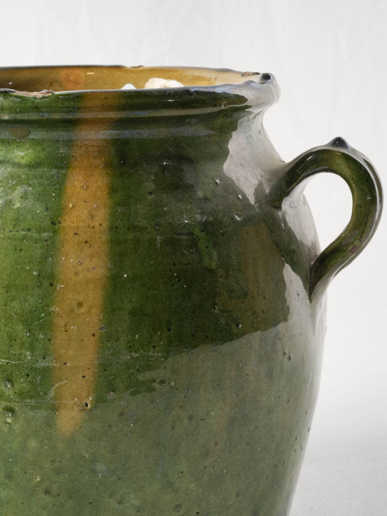 Antique Large Green-Glazed Kitchen Storage Jar  - 9¾"