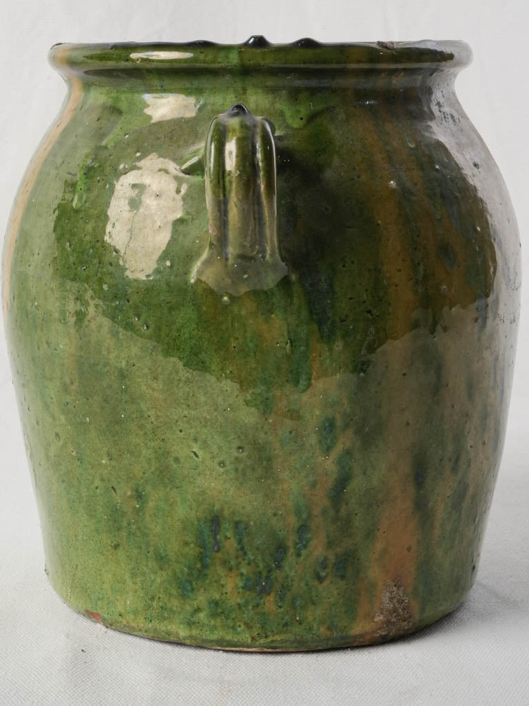 Large Southwest French Terracotta Jar w/ Moss Green Glaze - 9½"
