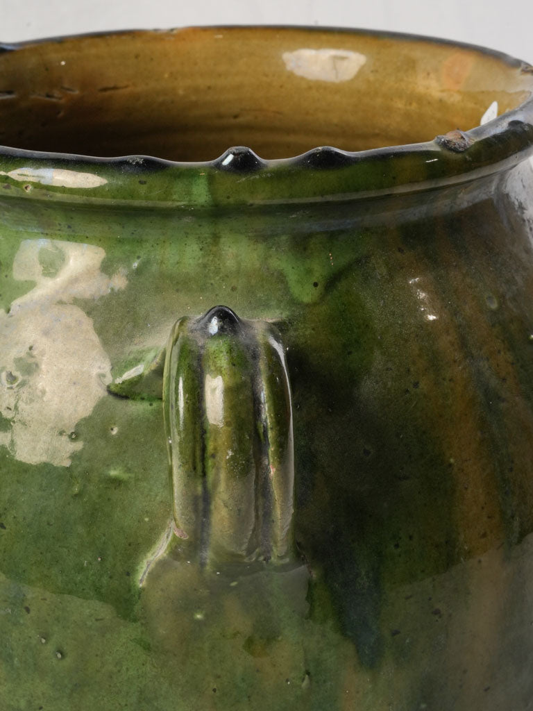 Large Southwest French Terracotta Jar w/ Moss Green Glaze - 9½"