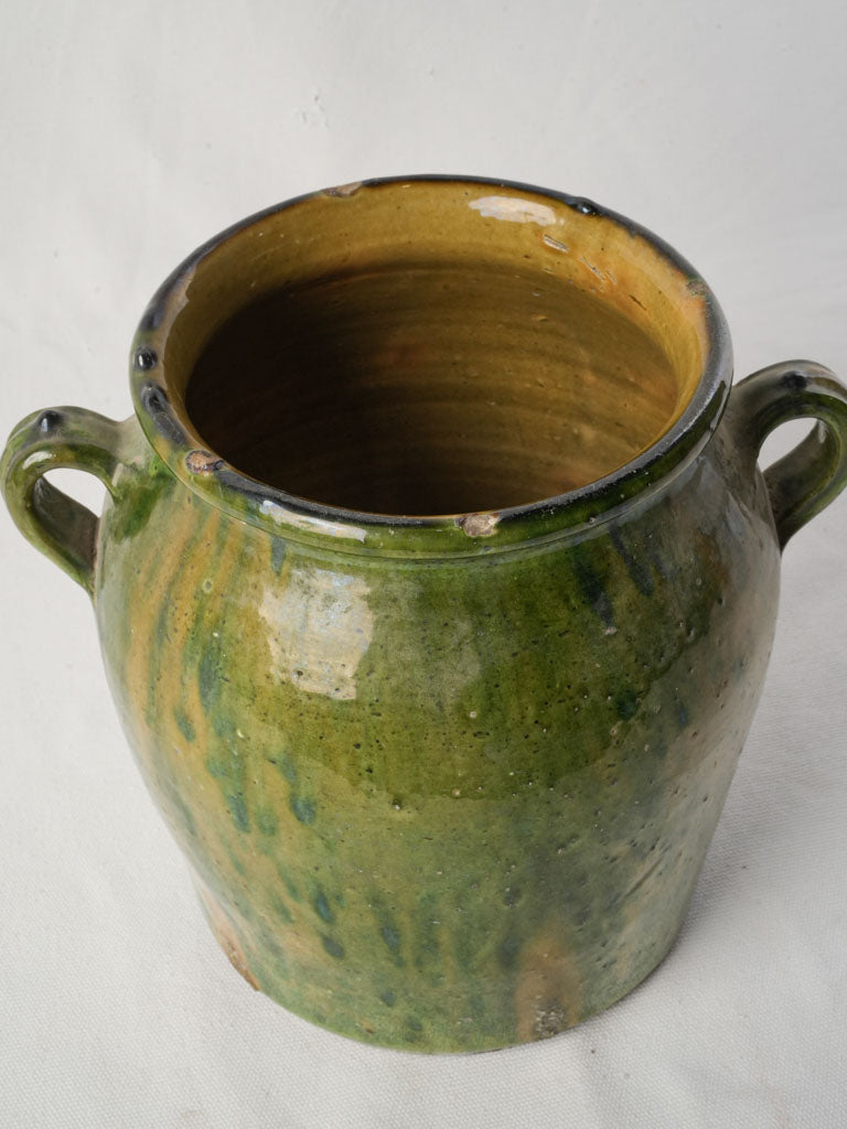 Antique Large Green-Glazed Kitchen Storage Jar  - 9¾"