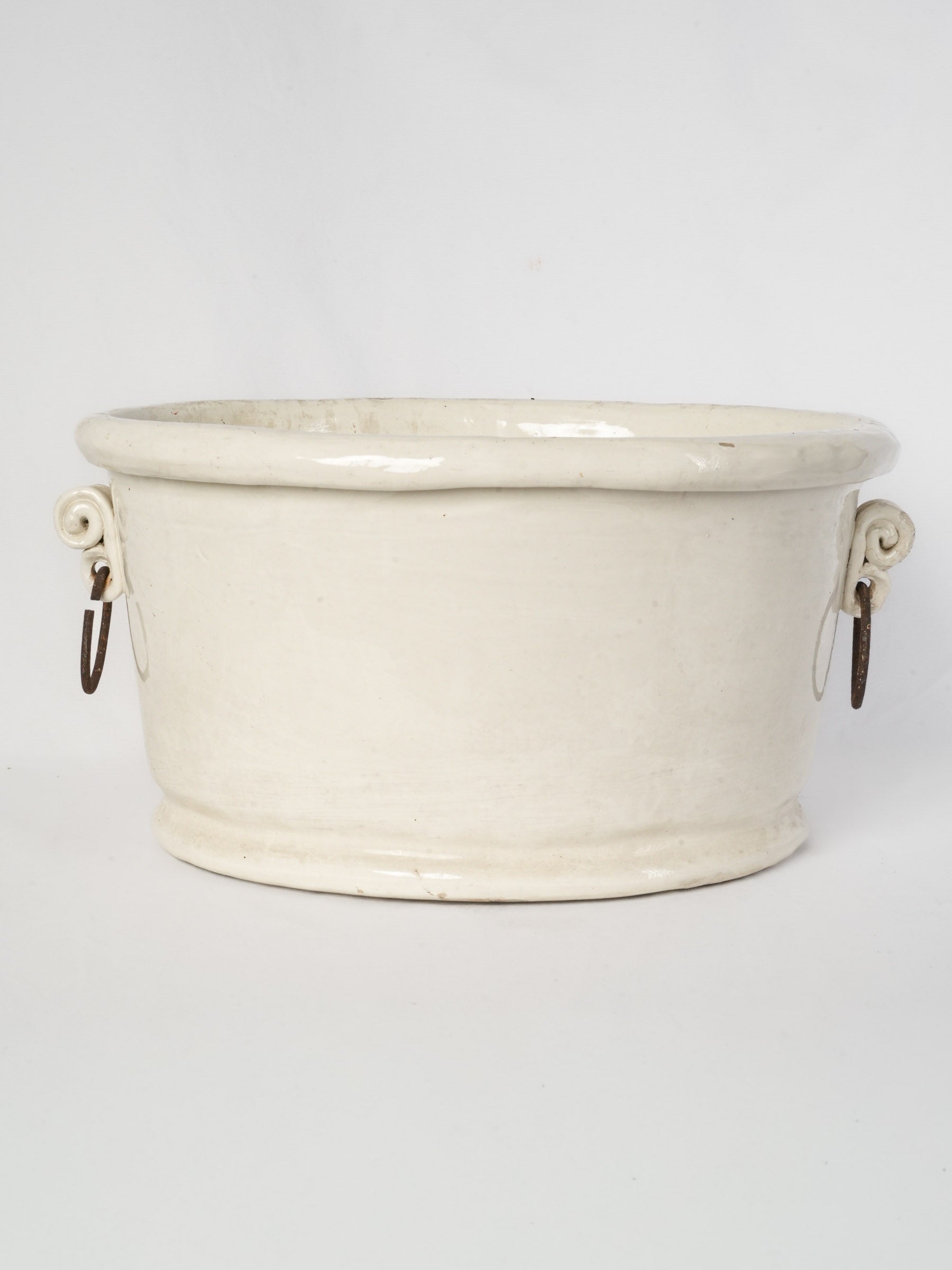 Large Country House Earthenware Basin w/ Floral Decoration - 19¼"