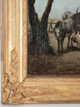 19th century painting of a shepherdess s w. goats, cows & donkey - Louis Robbe (1806-1897)- 20½ x 23¾"