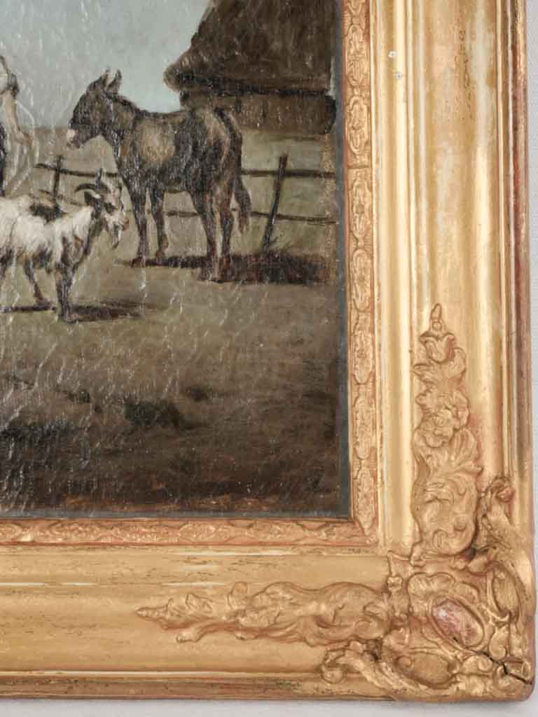 19th century painting of a shepherdess s w. goats, cows & donkey - Louis Robbe (1806-1897)- 20½ x 23¾"
