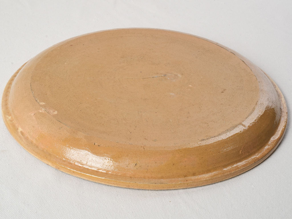 Straw-Yellow Glazed Platter w/ Hand-Painted Floral Motif From Cliousclat - 12½"