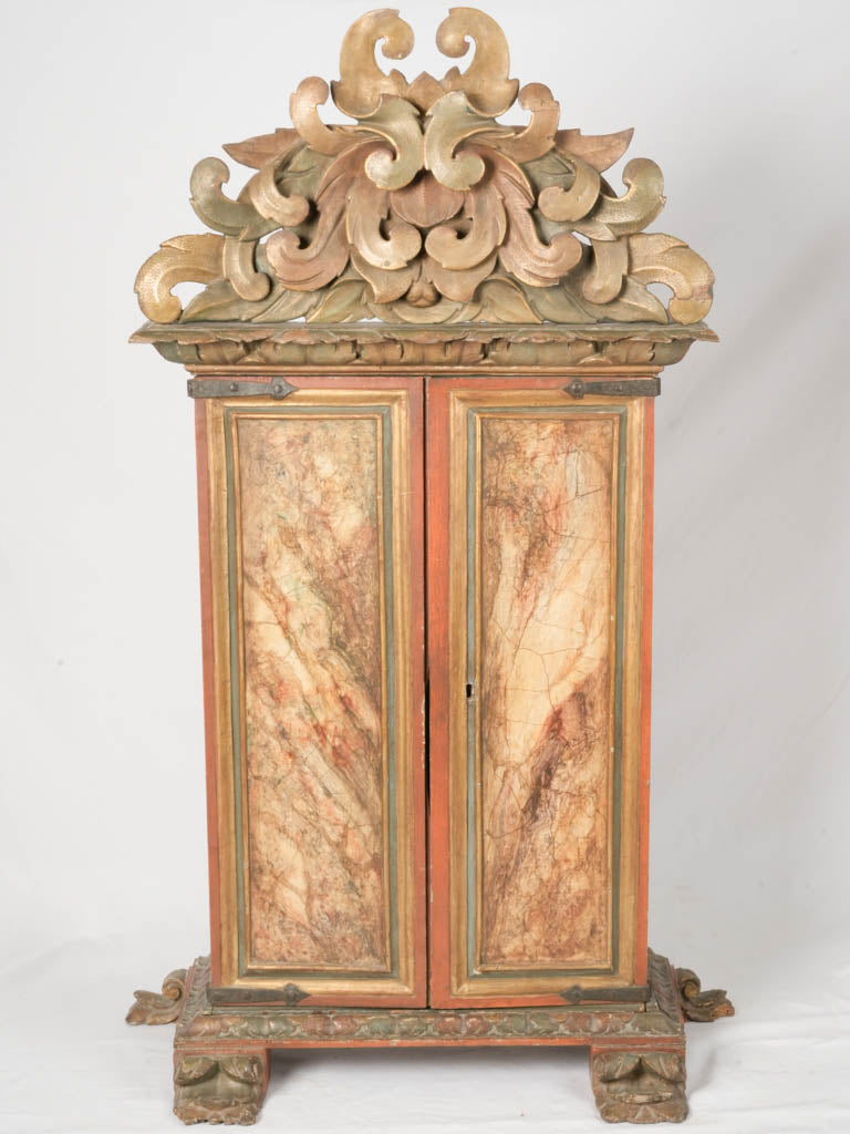 Renaissance polychrome wooden church cabinet