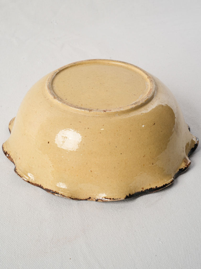 Early 20th Century Savoyard Glazed Terracotta Scalloped Rim Bowl - 9"