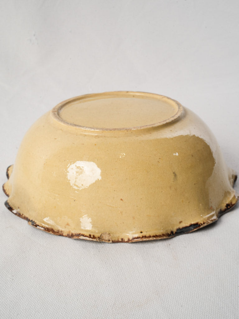 Early 20th Century Savoyard Glazed Terracotta Scalloped Rim Bowl - 9"