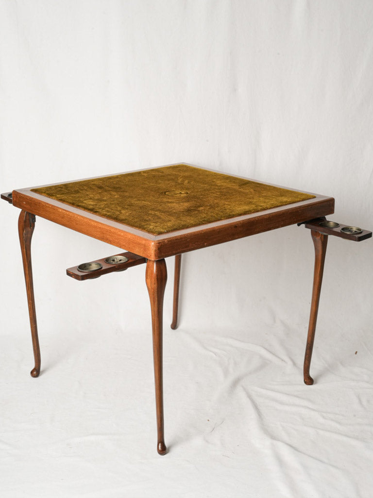 Graceful Late 19th Century English Mahogany Card Table w/ Pull-Out Dri