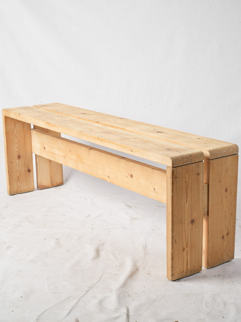 Vintage minimalist pine wooden bench