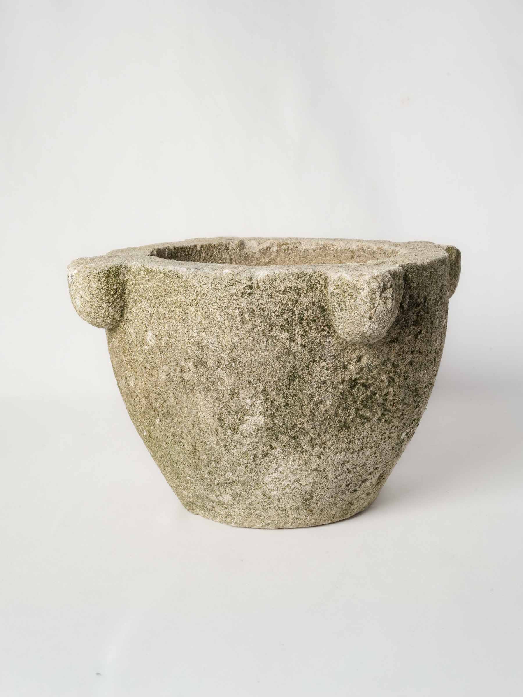 Antique weathered stone mortar  
