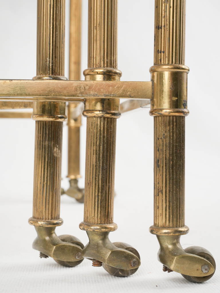 Elegant fluted brass nesting tables
