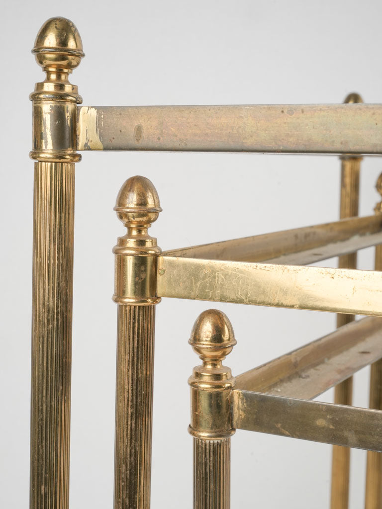 Antique brass nesting tables on wheels