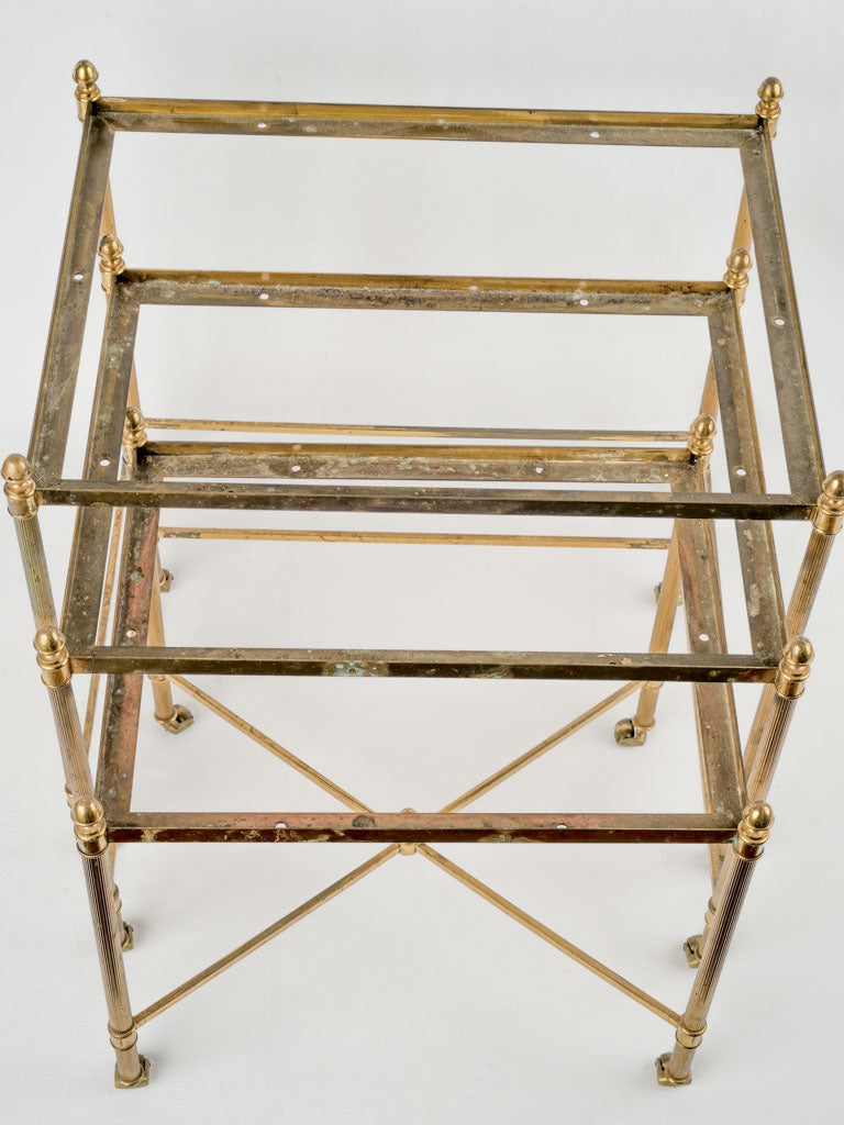 Antique French brass nesting tables
