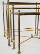 Fluted brass tables with acorn finials
