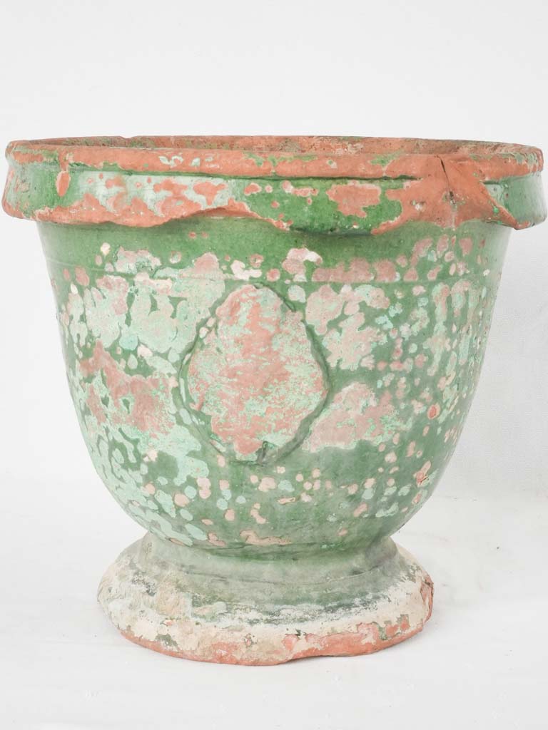 Small 18th century Anduze Planter w/ timeworn green patina 13"