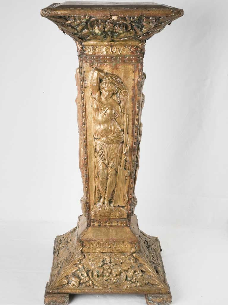 Vintage Italian Burnished Brass Column Pedestal for sale at Pamono