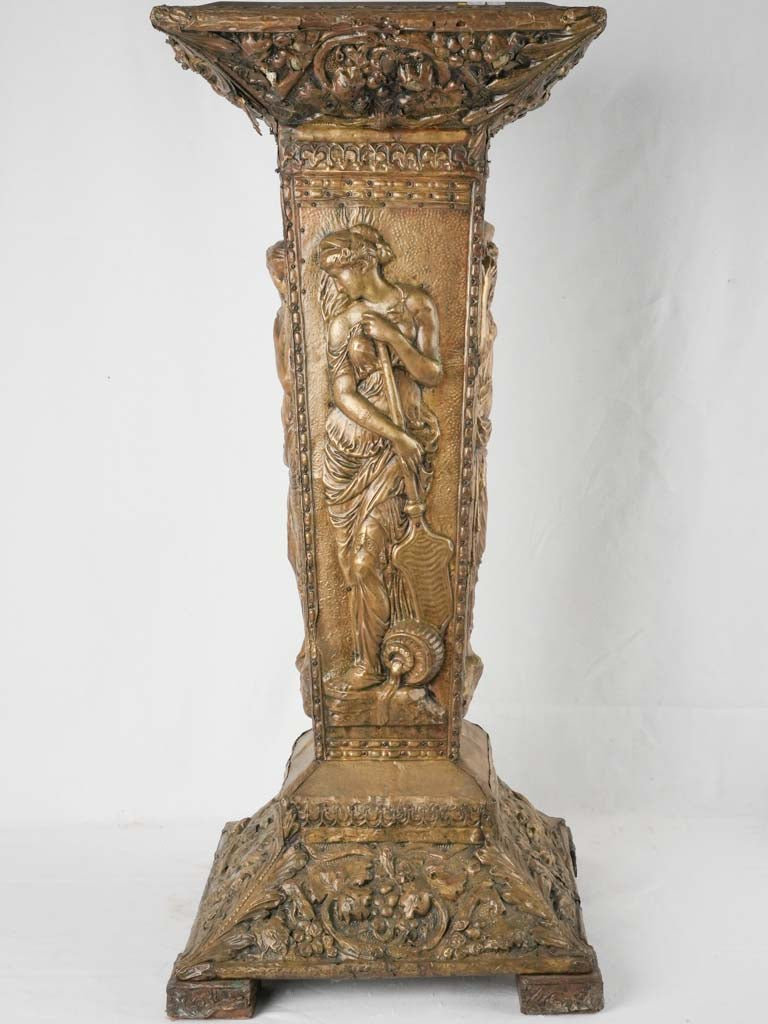 Ornate grape motif brass pedestal