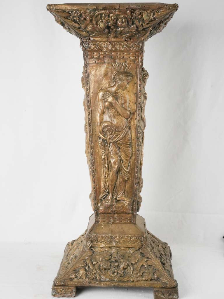 Historical brass-covered Bacchantes sculpture stand