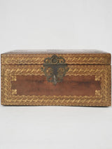 Lavish French embossed leather container with key