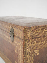 Elegant antique French embossed leather coffer