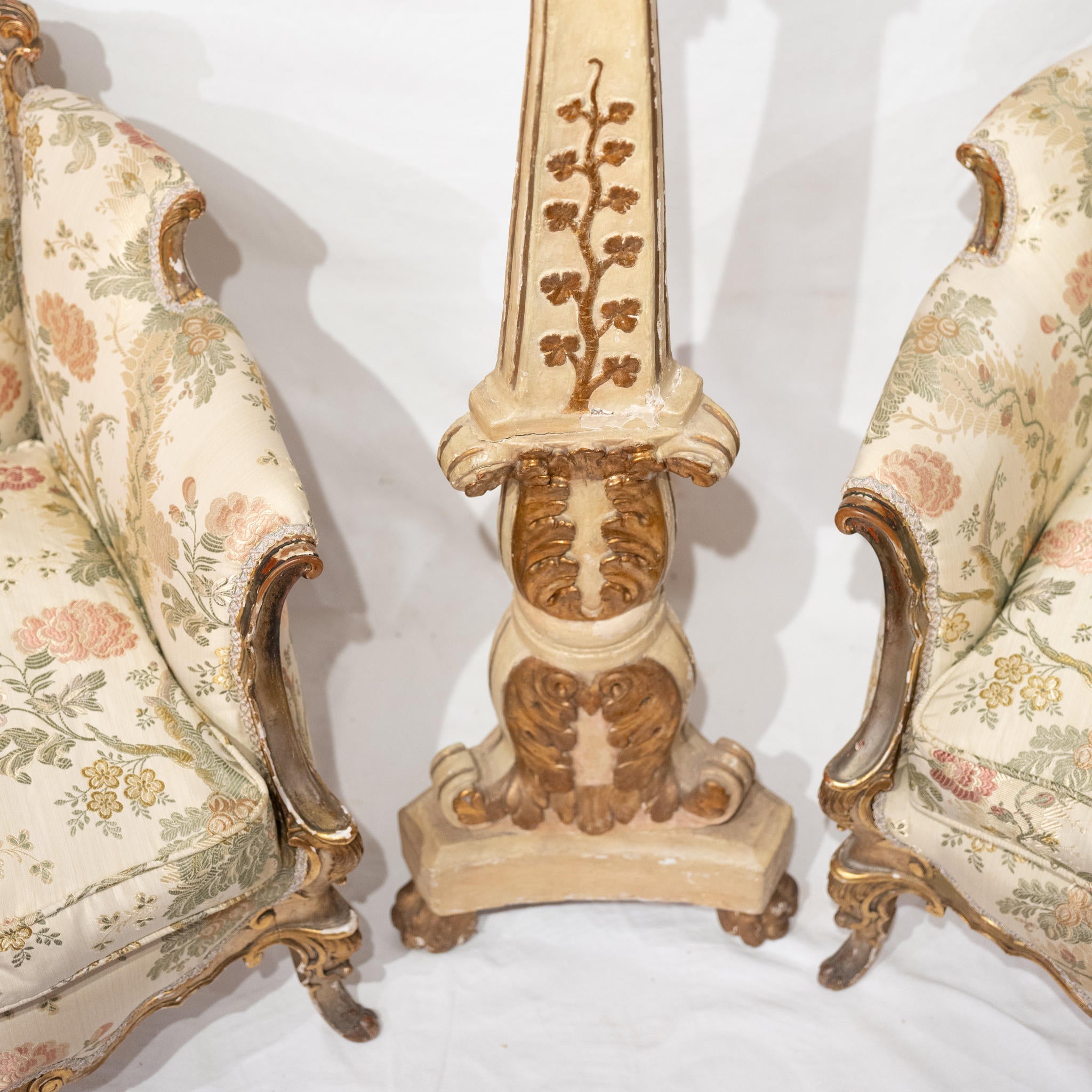 Opulent beige-gilt church candleholder