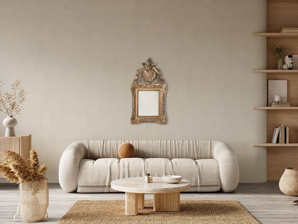 Elegant dramatic crest mirror