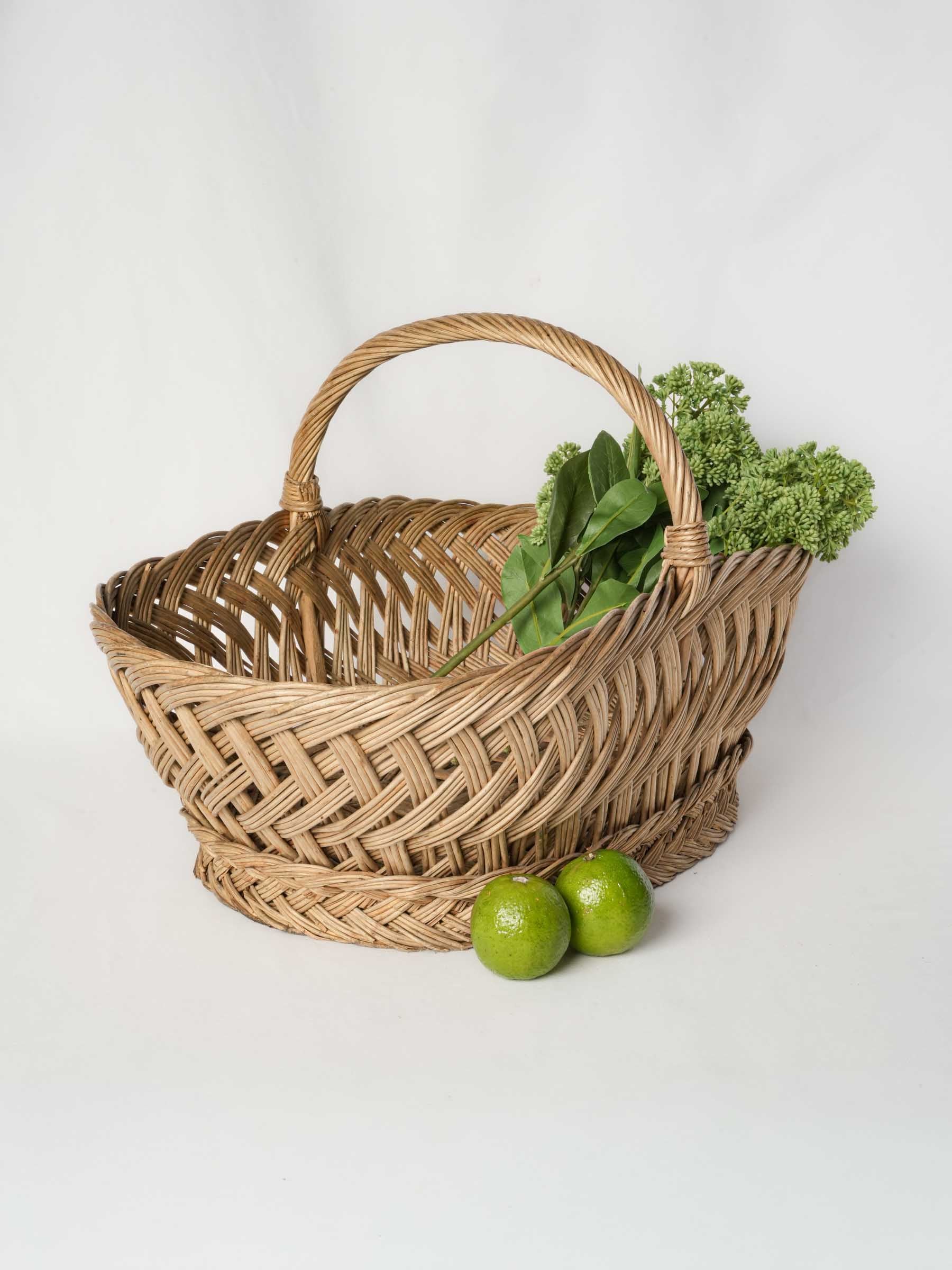 Provençal Market Basket in Hand-Woven Wicker - 22½" x 13¾"
