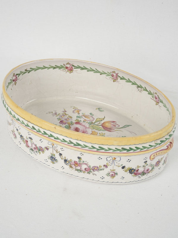 Antique French hand-painted floral jardiniere