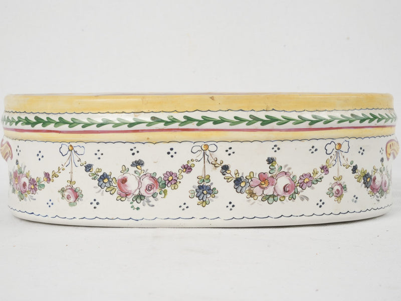 Vintage French earthenware oval jardiniere