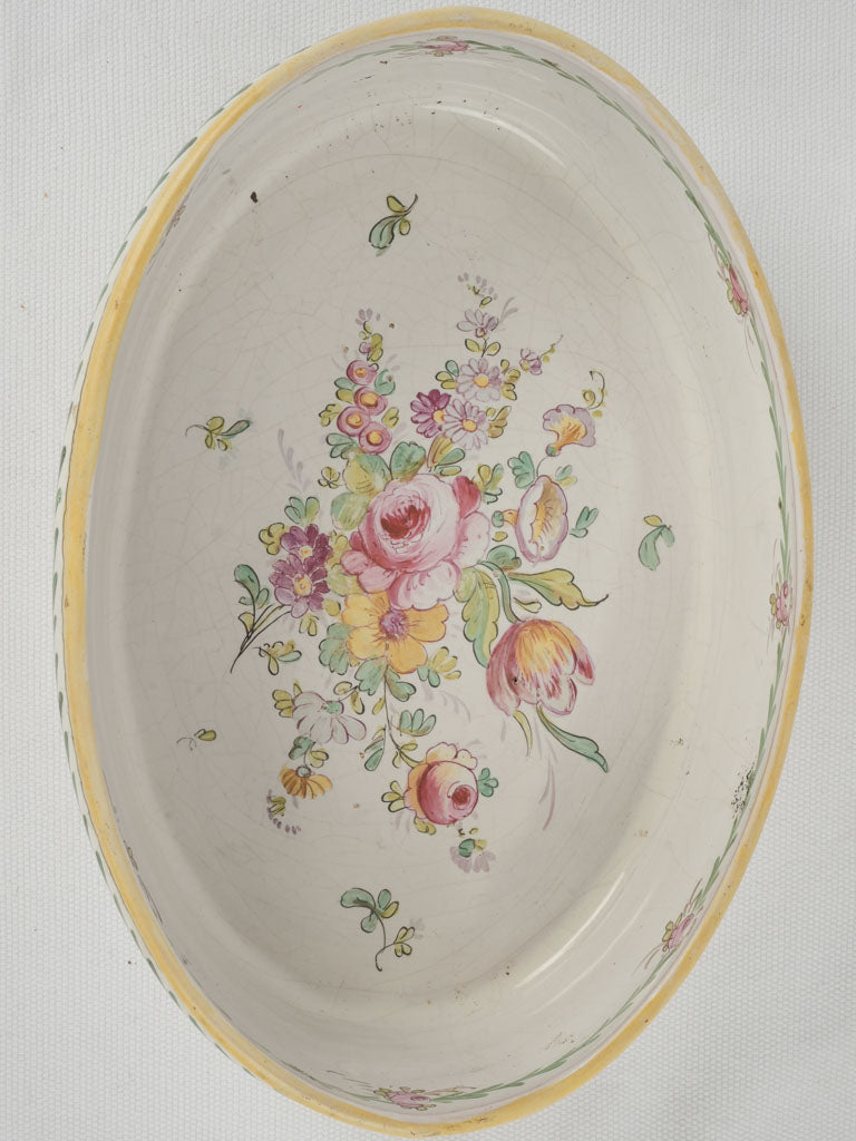 Floral garland decorated oval cachepot
