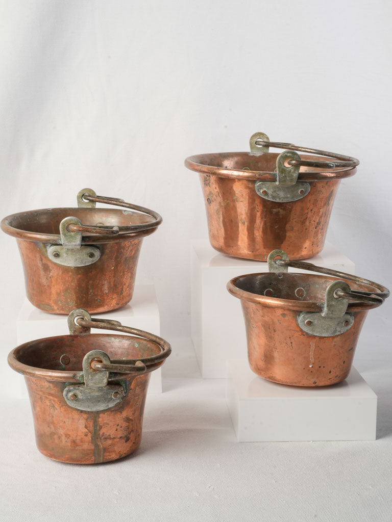 Vintage Patina Copper Vessel Group  
