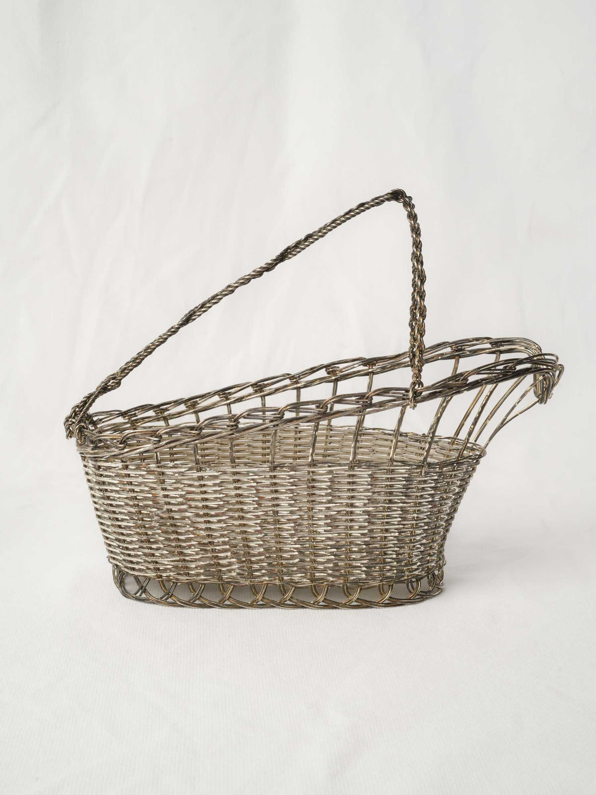 Vintage French Silvered-Metal Wine Bottle Craddle - 10¼"