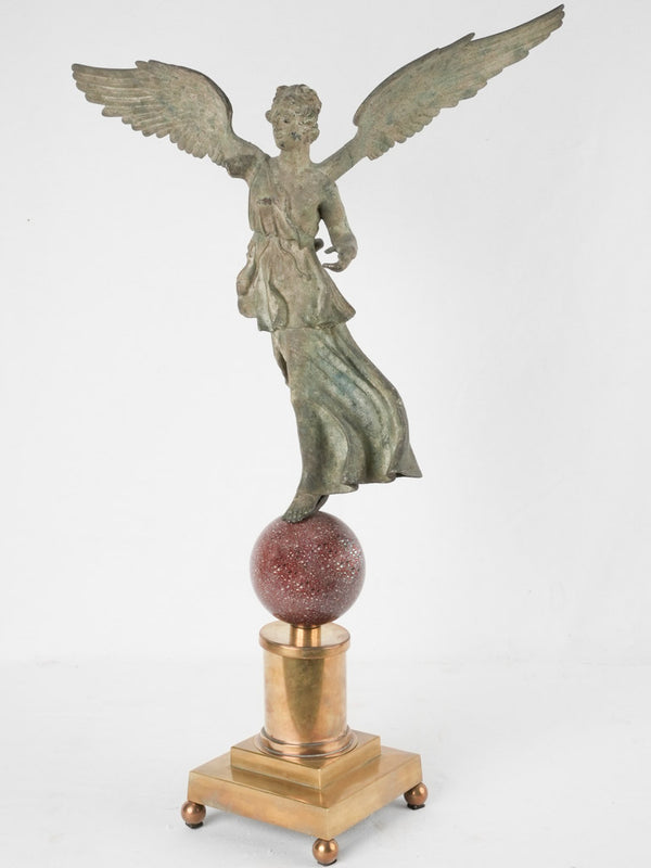 Sculpture of Winged Nike goddess of victory - brass & bronze 30¼"