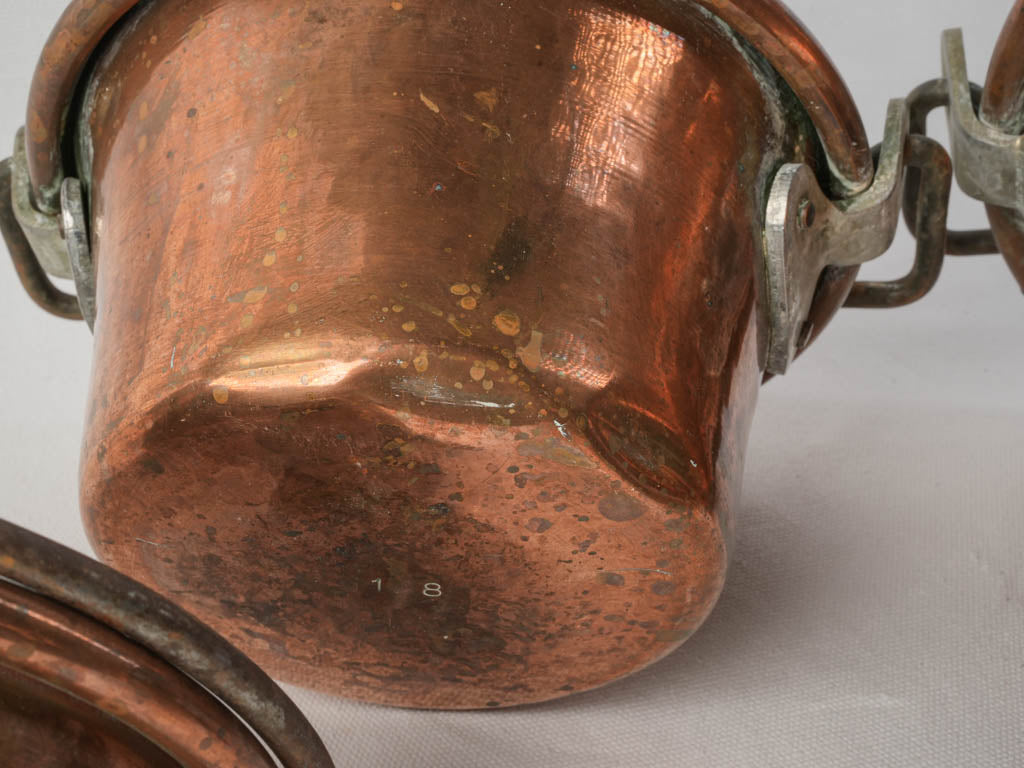 Historic Copper Pots with Rustic Appeal  