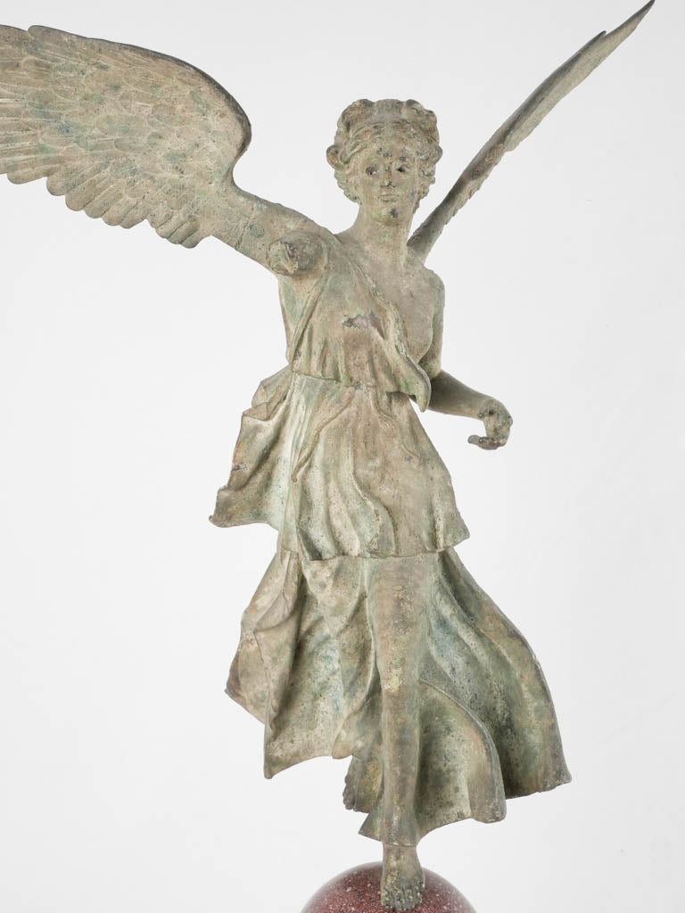Sculpture of Winged Nike goddess of victory - brass & bronze 30¼"