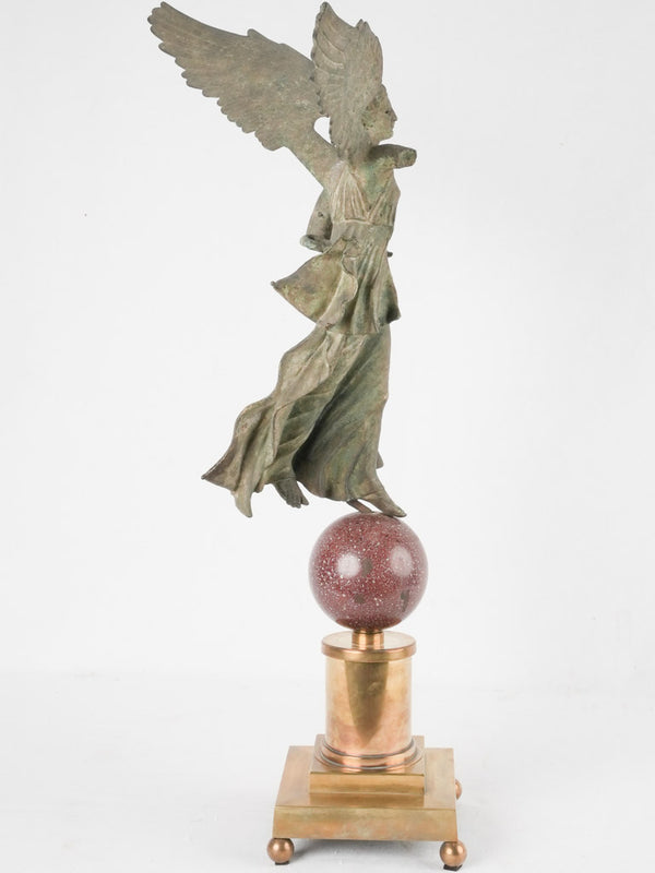Sculpture of Winged Nike goddess of victory - brass & bronze 30¼"