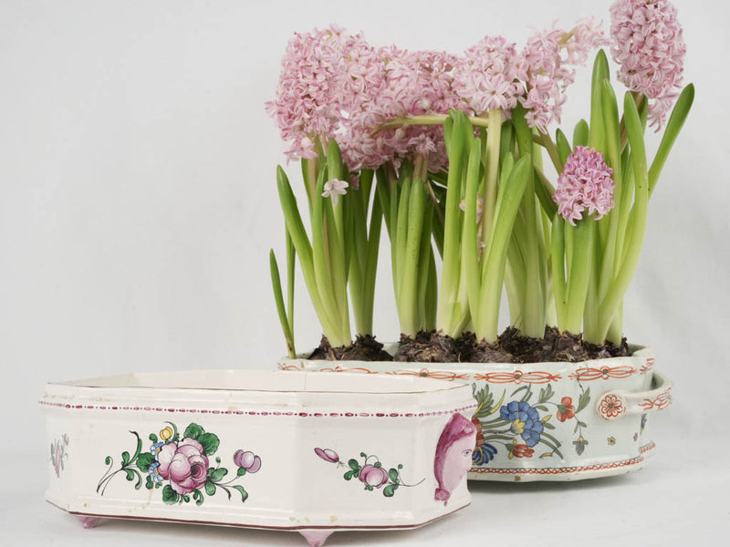 Timeless ceramic planter with delicate floral motifs