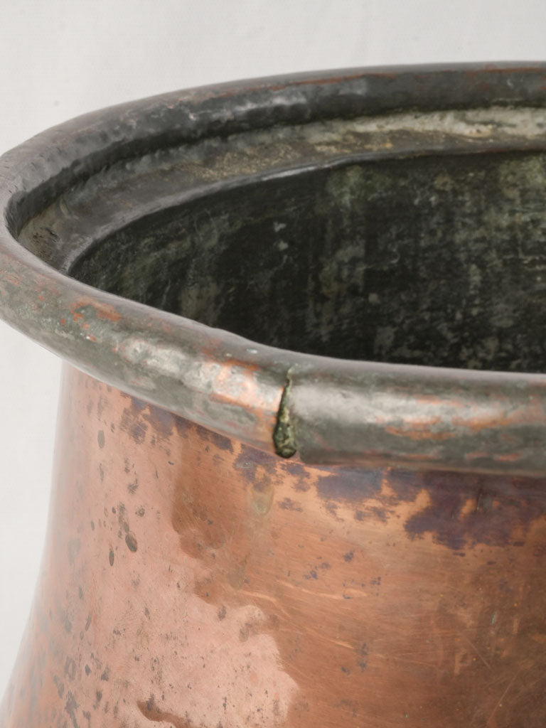 Stylish aged copper pot