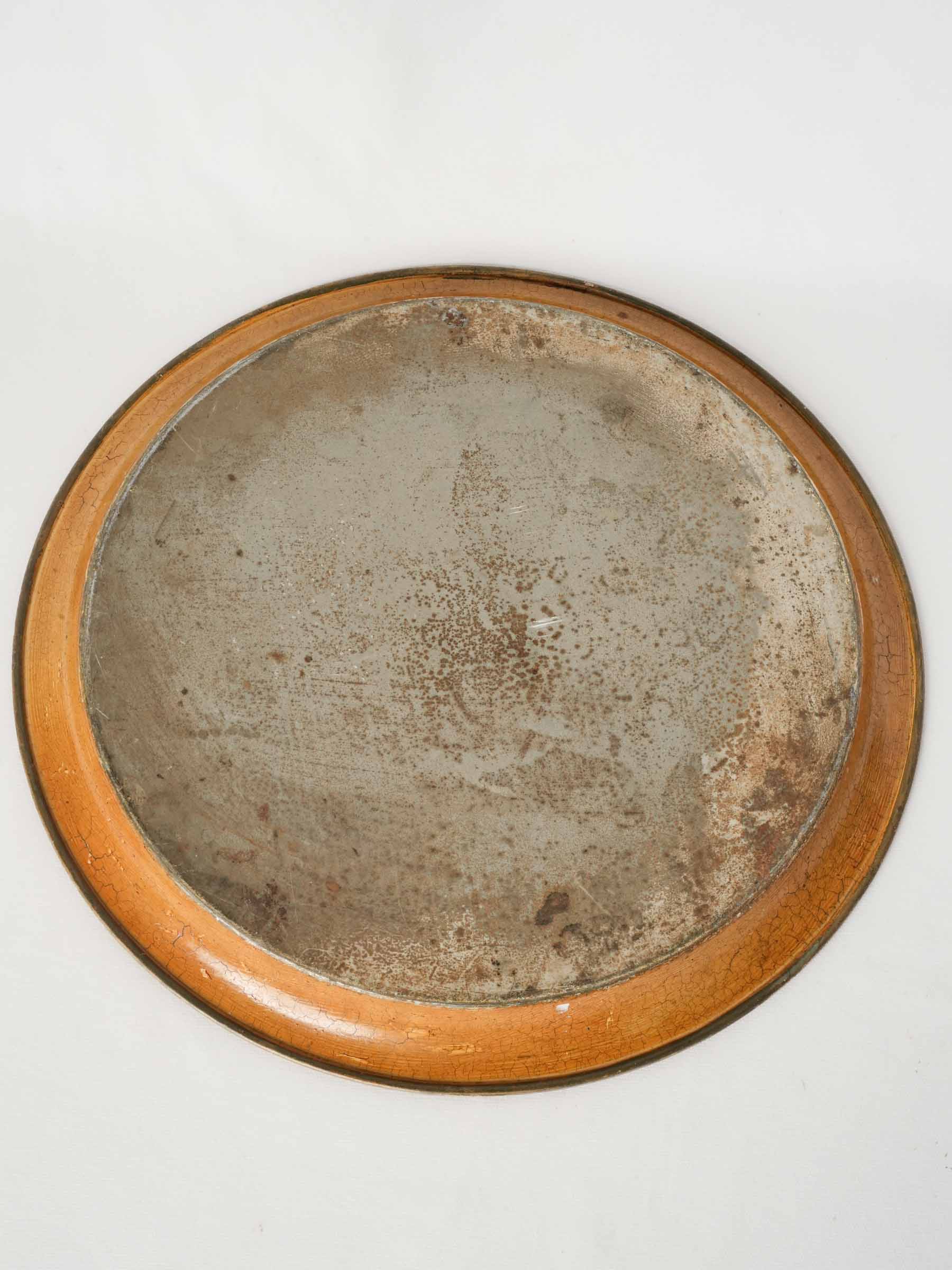 Large Antique Hand-Painted Tôle Tray w/ Floral Bouquet & Ochre Ground - 17¾"