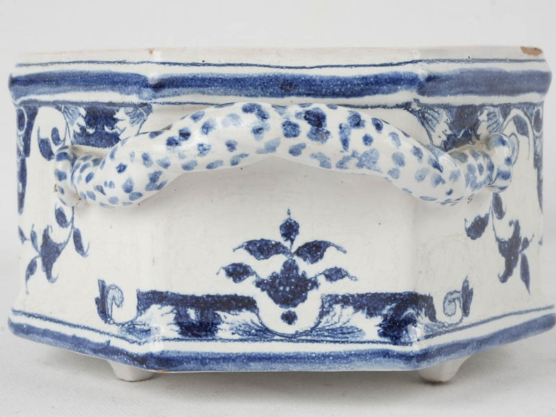 Blue and white ceramic centerpiece