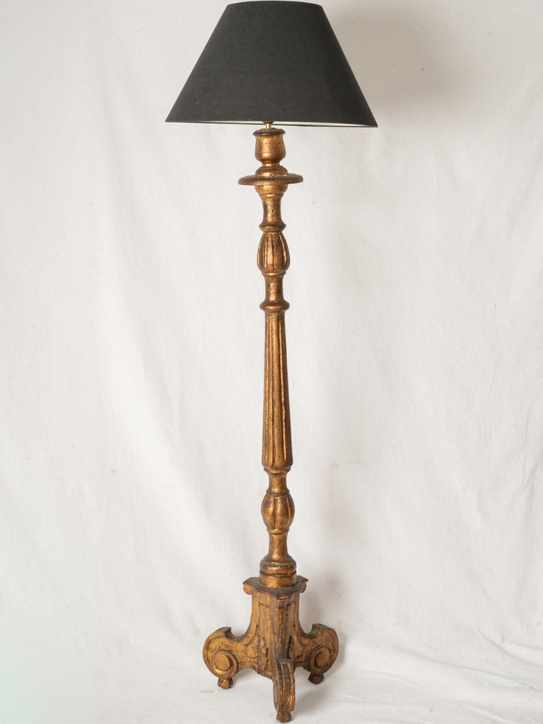 19th-Century French Giltwood Church Torchère Converted to a Floor Lamp - 66½"